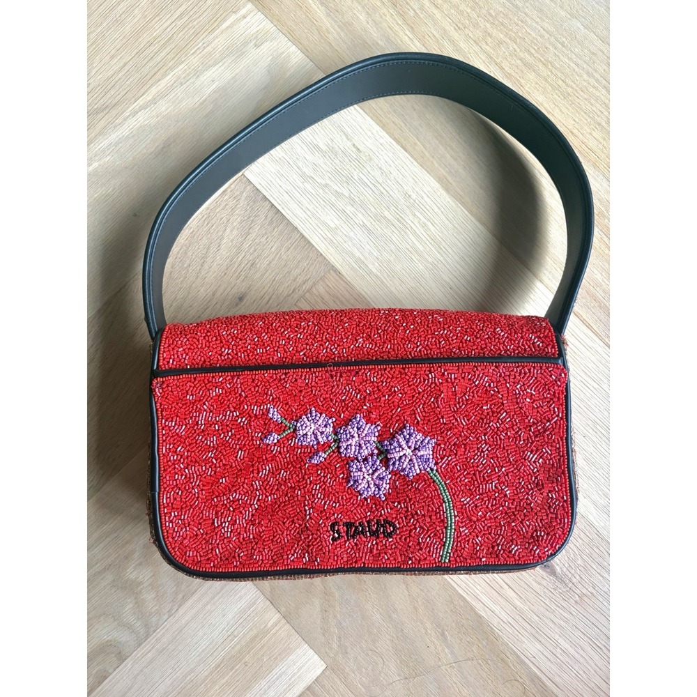Staud Red Beaded Snake Tommy Shoulder Bag - Picture 2 of 6